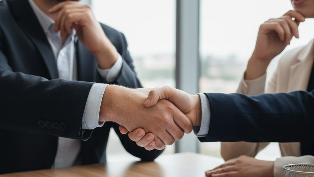 Obraz pokazuje profesjonalne zakończenie ustaleń biznesowych w formie pisemnej