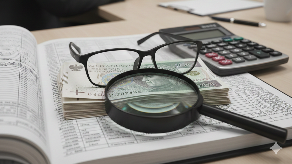 Obraz przedstawia realistyczną scenę biurową, uchwyconą z perspektywy pierwszoosobowej